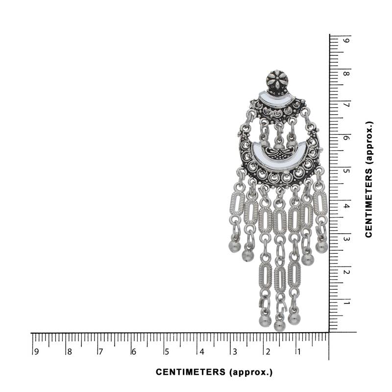 Bohemian Afghani Oxidized Silver Chandbali Earrings For Women