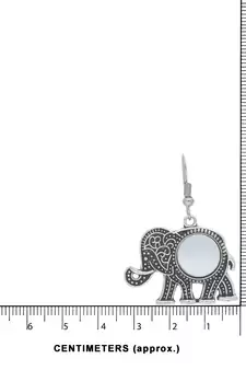 Bohemian Afghani Oxidized Silver Elephant Miror Work Earrings For Women