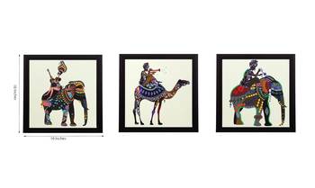 Set of 3 Abstract Animals Satin Matt Textured UV Art Painting 2