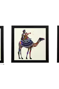 Set of 3 Abstract Animals Satin Matt Textured UV Art Painting