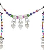 Oxidised Silver Plated Multi Colour Necklace Set With Earrings For Women