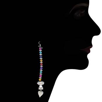 Oxidised Silver Plated Multi Colour Necklace Set With Earrings For Women 4