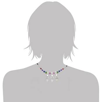 Oxidised Silver Plated Multi Colour Necklace Set With Earrings For Women 5