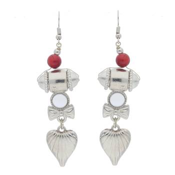 Oxidised Silver Plated Multi Colour Necklace Set With Earrings For Women 2
