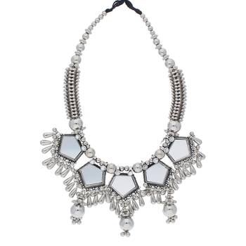 Oxidised Silver Plated Necklace Set With Earrings For Women 3