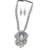 Oxidised Silver Plated Necklace Set With Earrings For Women