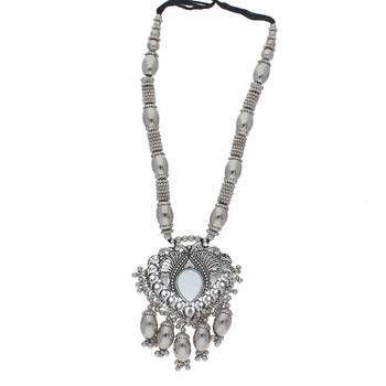 Oxidised Silver Plated Necklace Set With Earrings For Women 3