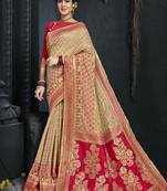 Cream woven silk saree with blouse