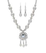 Oxidised Silver Plated Necklace Set With Earrings For Women