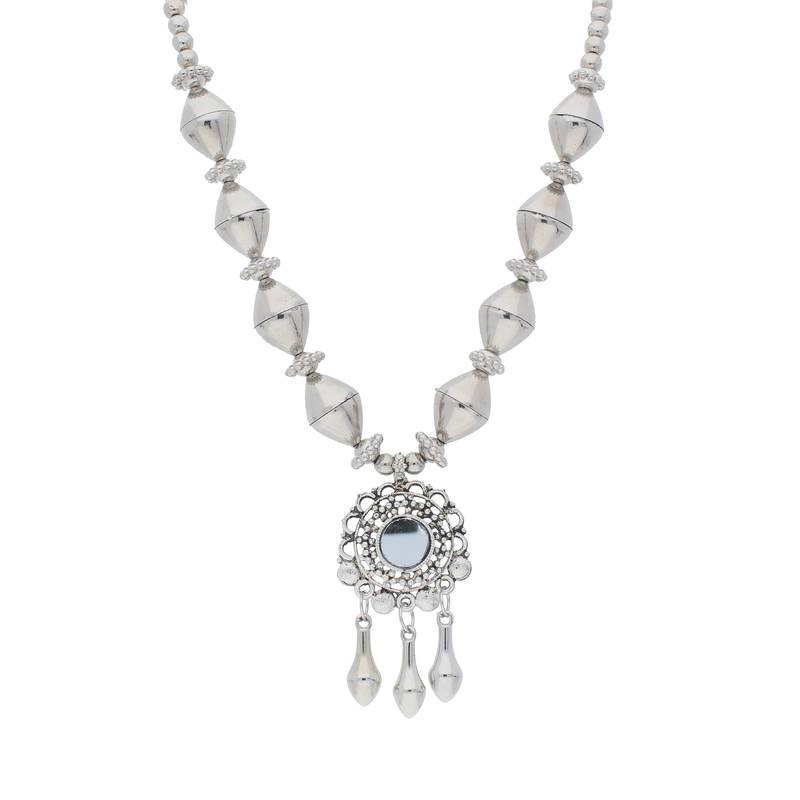 Oxidised Silver Plated Necklace Set With Earrings For Women