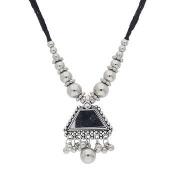 Oxidised Silver Plated Necklace Set With Earrings For Women 2