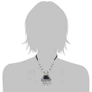 Oxidised Silver Plated Necklace Set With Earrings For Women 3