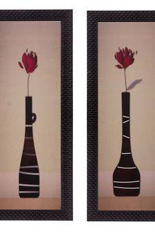 Set of 2 Botanical Pots Satin Matt Texture UV Art Painting