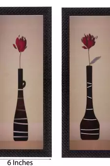 Set of 2 Botanical Pots Satin Matt Texture UV Art Painting