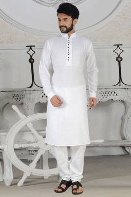 White Cotton Stylish Digital Print Kurta Pyjama 1