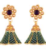 Traditional Gold Plated Kundan & Meenakari Jhumki Earrings For Women & Girls