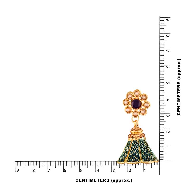 Traditional Gold Plated Kundan & Meenakari Jhumki Earrings For Women & Girls