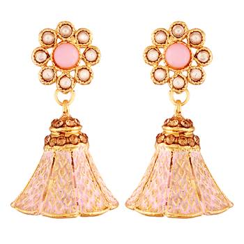 Traditional Gold Plated Kundan & Meenakari Jhumki Earrings For Women & Girls 1