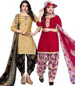 Beige digital print cotton salwar