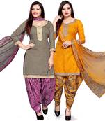 Grey abstract print cotton salwar