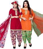 Red floral print cotton salwar