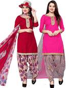 Red floral print cotton salwar