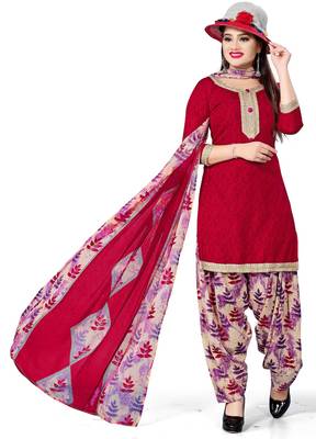 Red floral print cotton salwar 2