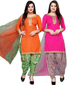Orange floral print cotton salwar 1