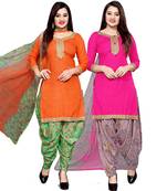 Orange floral print cotton salwar