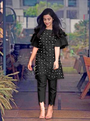Black hand woven cotton ethnic-kurtis 1