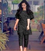 Black hand woven cotton ethnic-kurtis