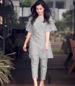 Grey hand woven cotton ethnic-kurtis