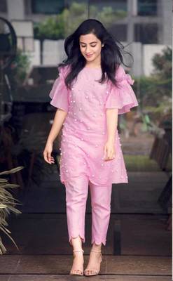 Pink hand woven cotton ethnic-kurtis 1