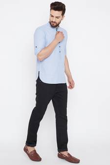 Grey woven pure cotton men-kurtas