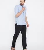 Grey woven pure cotton men-kurtas