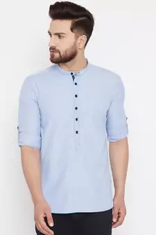 Grey woven pure cotton men-kurtas