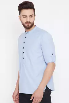 Grey woven pure cotton men-kurtas