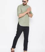 Blue woven linen men-kurtas