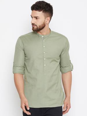 Blue woven linen men-kurtas 2