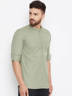 Blue woven linen men-kurtas 3