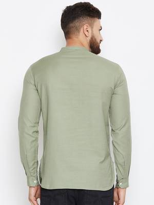 Blue woven linen men-kurtas 4