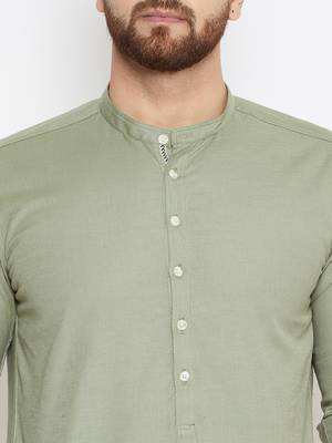 Blue woven linen men-kurtas 5