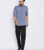 blue woven pure cotton men-kurtas