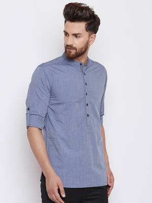 blue woven pure cotton men-kurtas 3