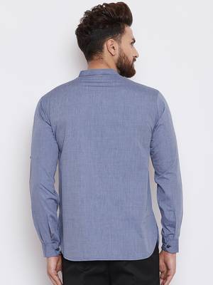blue woven pure cotton men-kurtas 4