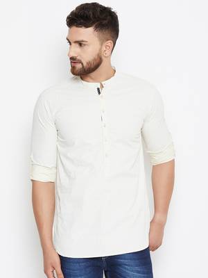 Yellow woven pure cotton men-kurtas 2