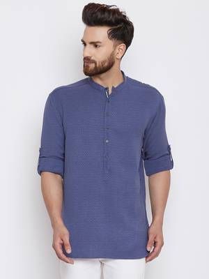 Turquoise woven pure cotton men-kurtas 2