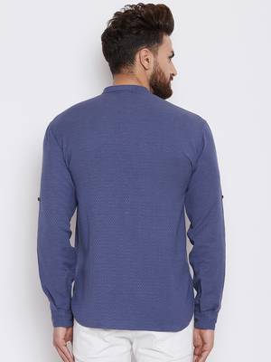 Turquoise woven pure cotton men-kurtas 4