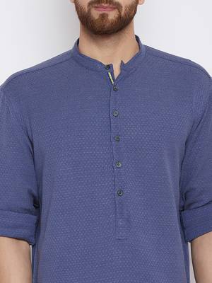 Turquoise woven pure cotton men-kurtas 5