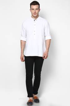 Yellow woven pure cotton men-kurtas